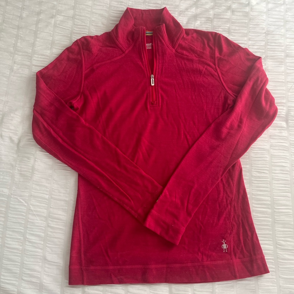 Women's Smartwool Quarter-Zip Base Layer, size M in Magenta